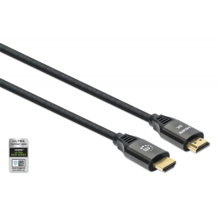 84756 - Cable Manhattan HDMI Certificado Ultra Alta Velocidad 8K a 60Hz/4K a 120Hz C/Ethernet 3m Color Negro