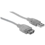84313 - Cable Manhattan Extensión USB-A 2 0 Alta Velocidad 3m Color Plata