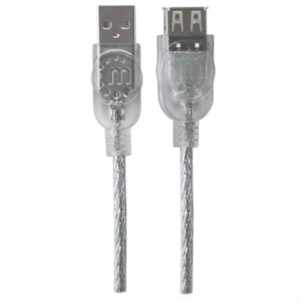 84300 - Cable Manhattan Extensión USB A-B 2 0 Alta Velocidad 4 5m Color Plata