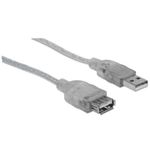 84298 - Cable Manhattan Extensión USB A-B 2 0 Alta Velocidad 4 5m Color Plata