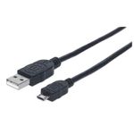 84353 - Cable Manhattan USB-A Micro USB-B 2 0 Alta Velocidad 0 5m Color Negro