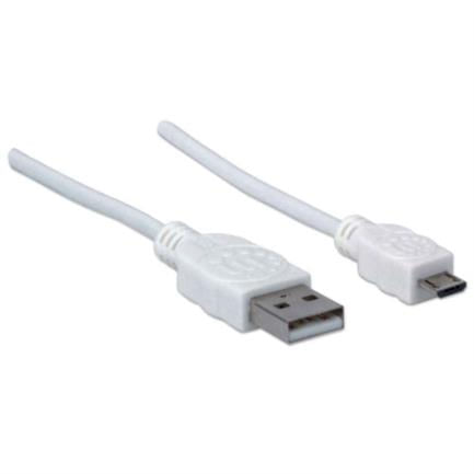 84355 - Cable Manhattan USB-A Micro USB-B 2 0 Alta Velocidad 1m Color Blanco