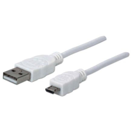 84356 - Cable Manhattan USB-A Micro USB-B 2 0 Alta Velocidad 1m Color Blanco