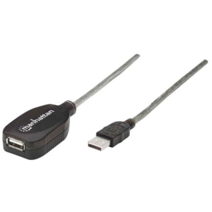 84376 - Cable Manhattan Extensión Activa USB-A 2 0 Alta Velocidad 5m Color Plata