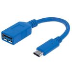 84416 - Cable Manhattan USB 3 2 Gen1 C-A Súper Velocidad 15cm Color Azul