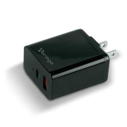 84959 - Cargador Vorago Quick Charge AU-350 para Pared 3 0A PD 20W USB A-C Color Negro