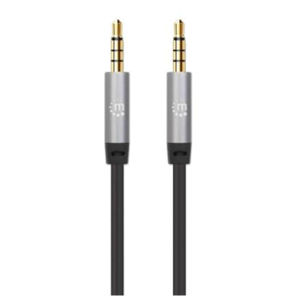 84894 - Cable Manhattan Auxiliar Audio Estéreo 3 5mm 5m Color Negro-Plata