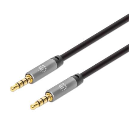84893 - Cable Manhattan Auxiliar Audio Estéreo 3 5mm 5m Color Negro-Plata