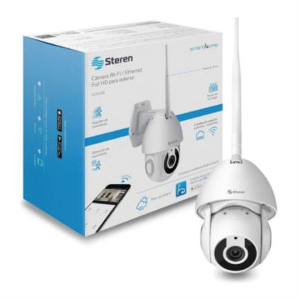 84974 - Cámara Seguridad Steren Wi-Fi/Ethernet FHD Robotizada Seguidor de Movimiento para Exterior Color Blanco