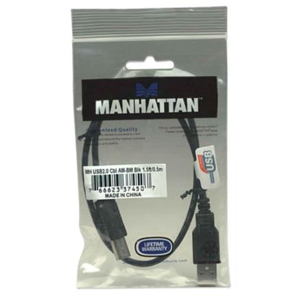 84583 - Cable Manhattan USB-B 2 0 Alta Velocidad 0 5m Color Negro