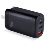 85252 - Cargador Argomtech de Pared 3 Puertos PD 65W PD 2 x Tipo-C y USB QC3 0 65W Enchufe Plegable Carga Rápida Color Negro