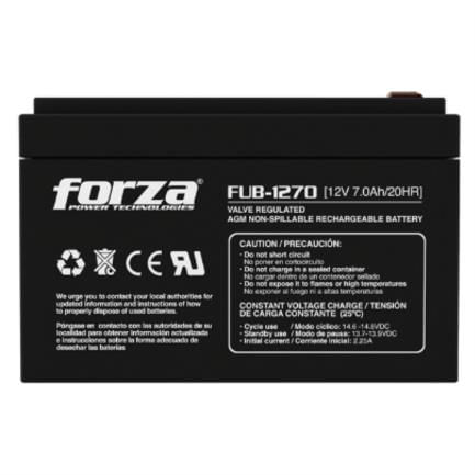 85221 - Batería Forza FUB-1270 Sellada de Plomo-Ácido Recargable 12V 7Ah AGM Sin Mantenimiento Negro