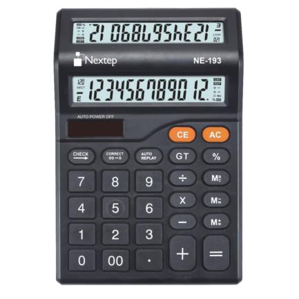 88308 - Calculadora Nextep 12 Digitos Pantalla Doble Escritorio Solar/Bateria Funcion Revisar Y Corregir