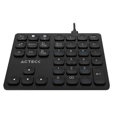 88338 - Teclado Numérico Acteck Multidispositivo Inspire Pad Pro TN480  / 2 4 MHz + 2 modos BT  Recargable / Advanced Negro