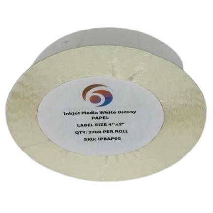 85380 - Papel Six Graphics Blanco Brillante Adhesivo Acrilico Respaldo 4x2" Core 3 2780 Etiquetas por Rollo
