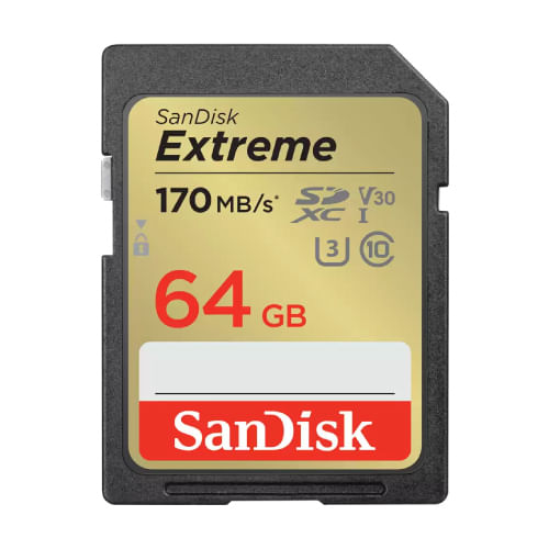 89178 - Memoria SD SanDisk Extreme 64GB SDXC UHS-I Clase 10 Lect 170/70 MBs V30 4K SDSDXV2-064G-GNCIN