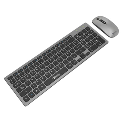 88689 - Kit Teclado y Mouse Inalámbrico Stylos Recargable 2 en 1 Gris Teclado 96% Membrana 96 Teclas Conexión USB
