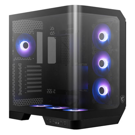 89460 - Gabinete MSI MAG PANO 120R PZ Negro Vidrio templado panoramico 4 Micro-ATX/Mini-ITX sin Fuente 1 Ventilador