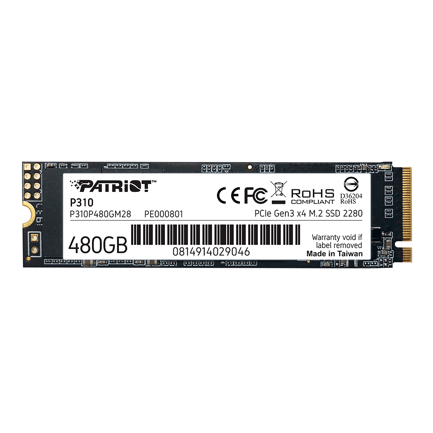 89122 - Unidad SSD Patriot M 2 480GB P310 PCIE 3 0 NVME 2280 1000MB/s Escritura 1700 MB/s Lectura