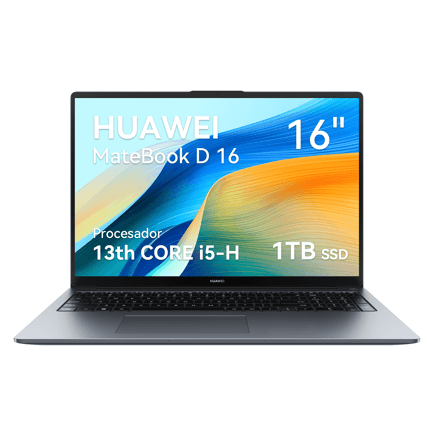 89808 - Laptop Huawei Matebook D16 16" Core i9 13900H 16GB 1TB SSD Intel Iris Xe USB-C HDMI FREE DOS (sin sistema)
