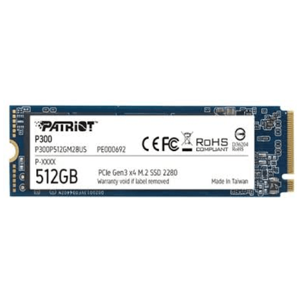 89120 - Unidad SSD Patriot M 2 512GB P300 PCIE 3 0 NVME 2280 1200MB/s Escritura 1700 MB/s Lectura