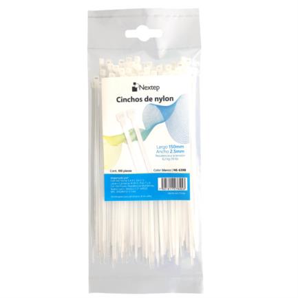 89501 - Cincho de Nylon Nextep 15cm x 2 5mm Blanco