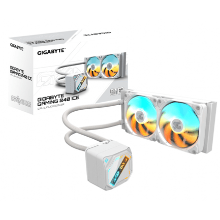 89398 - Enfriamiento Líquido Gigabyte GAMING 240 ICE 2x120mm hasta 2200RPM Blanco 1851/1700/115X/1200/AM5/AM4