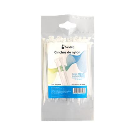 89499 - Cincho de Nylon Nextep 10cm x 2 5mm Blanco