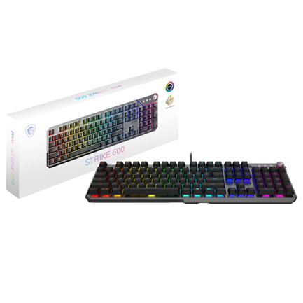 89497 - Teclado Gamer MSI STRIKE 600 SILENT LED RGB Mecánico Membrana Alámbrico USB Negro Inglés