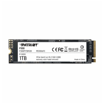 89116 - Unidad SSD Patriot M 2 1TB P300 PCIE 3 0 NVME 2280 423 MB/s Escritura 2100 MB/s Lectura