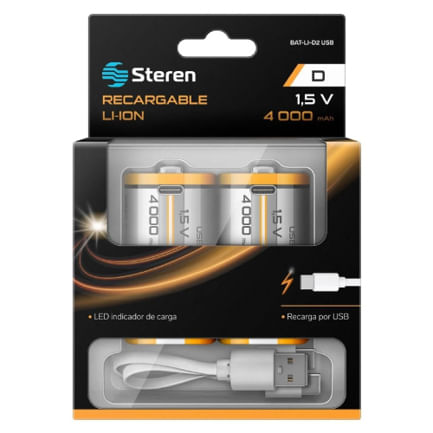 85810 - BATERIA RECARGABLE STEREN TIPO LI-ION TIPO D 4000MAH