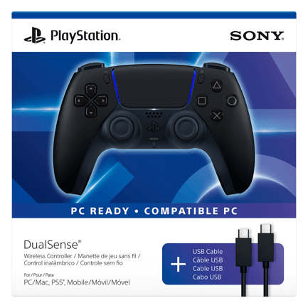 89908 - Control inalámbrico PlayStation DualSense Midnight Black + cable USB para PC