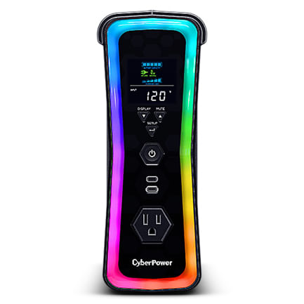 89917 - UPS CyberPower GX150C2 1500VA 1000W 120V PFC Activo RGB Panel LCD USB-Cx2