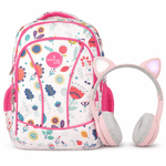 90083 - Kit Perfect Choice de Mochila Brooklyn Flores y Audífonos Catto color Rosa