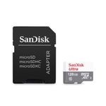 89176 - Memoria Micro SD SanDisk Ultra 128GB Micro SDXC UHS-I Clase 10 C/Adaptador Color Gris Blanco SDSQUNR-128G-GN3MA