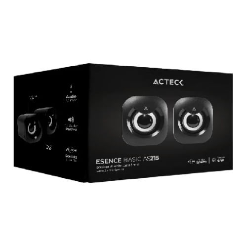 85692 - Bocinas Acteck 2 0 para escritorio Esence Basic AS215 2 0 USB A/3 5mm Control de Volumen Advanced Series Negro