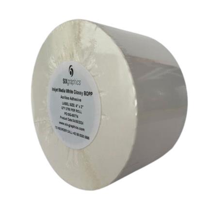 85378 - Papel Six Graphics Bopp Blanco Brillante Adhesivo Acrilico Respaldo 4 x 2" Core 3 2870 Etiquetas por Rollo