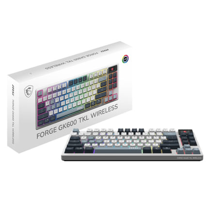 89494 - Teclado Gamer MSI Forge GK600 TKL Wireless Sky LED RGB Mecánico Inalámbrico USB/BT Multicolor Inglés