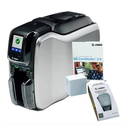87507 - Impresora Zebra ZC100 a una cara Kit: App CardStudio 2 0(estandar) 200 PVC cinta YMCKO (200 imagenes)  cable USA y USB