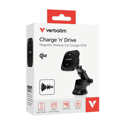 86124 - Cargador Inalambrico Verbatim Magnetico tipo C con ventilador de enfriamiento e iluminación RGB - Qi2
