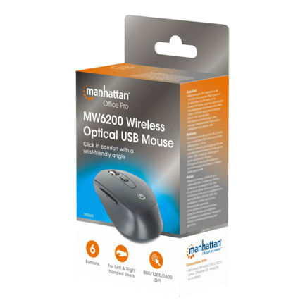 86321 - Mouse Manhattan Optico Inalambrico 6 botones 2 4G Negro