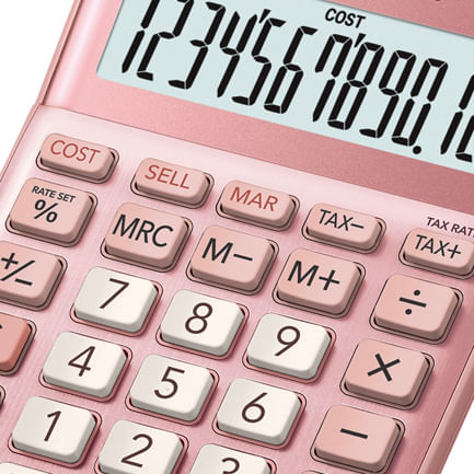 86372 - Calculadora de Escritorio Casio MS-120FM-PK de 12 digitos rosa metalico costo venta y margen doble alimentacion
