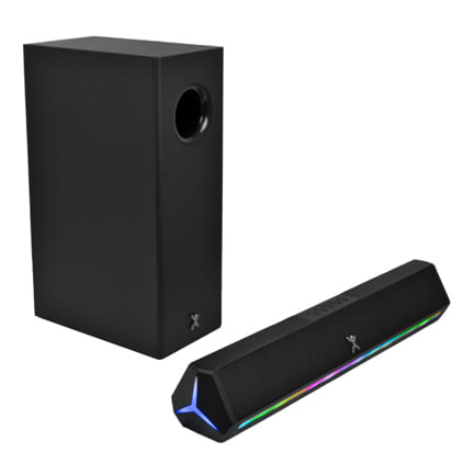 87017 - Barra de Audio Perfect Choice Emphoria iluminción RGB 2 1 con Subwoofer 70W  Color Negro