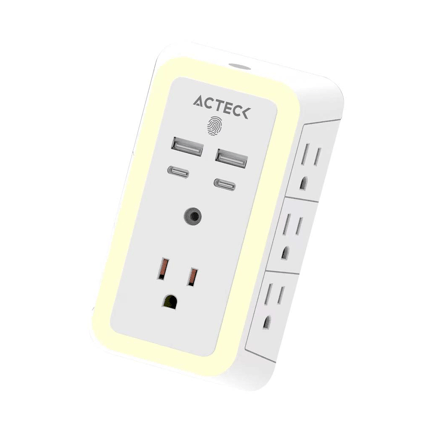 88072 - Cargador de Pared Ackteck Energon Lumina CP515 /Carga 20W/7 Conectores/Supresor de Picos y Ajuste de Iluminación