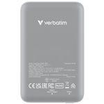 86271 - Cargador Verbatim Charge and Go Power Bank Carga Inalámbrica 10000mAh Magnetica Color Gris