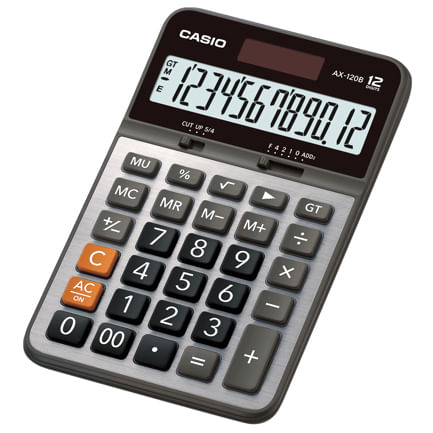 86365 - Calculadora de Escritorio Casio AX-120B 12 digitos pantalla extra grande doble alimentacion de bateria