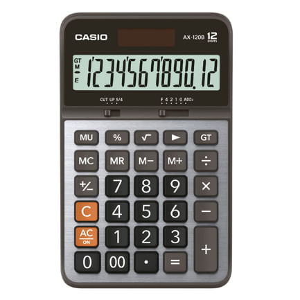 86364 - Calculadora de Escritorio Casio AX-120B 12 digitos pantalla extra grande doble alimentacion de bateria