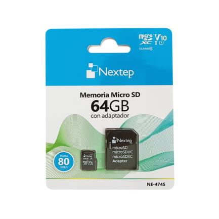87318 - Memoria Micro SD Nextep 64GB Clase 10 UHS U1 c/Adaptador