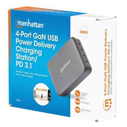 86851 - Estación de carga USB-C Manhattan 4 puertos USB-C PD 240W