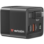 86193 - Cargador Verbatim GaN 65W de Cable retráctil